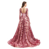 Rose Pink Sparkly Lace Ball Gown Formal Dress EN4802